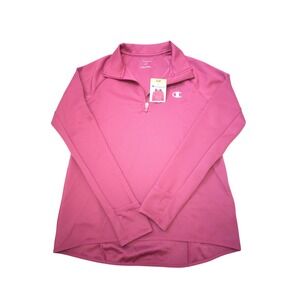 Champion Womens Active 1/4 Zip‎ Pullover Top Long Sleeve Small S NWT Pink